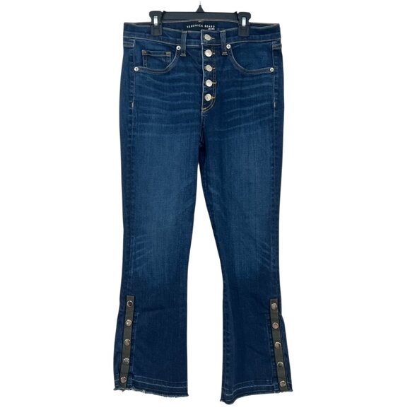 Veronica Beard Carolyn 10" Baby Boot Snap Jeans Dark Vintage Size 28 Pre-Loved - Picture 1 of 6